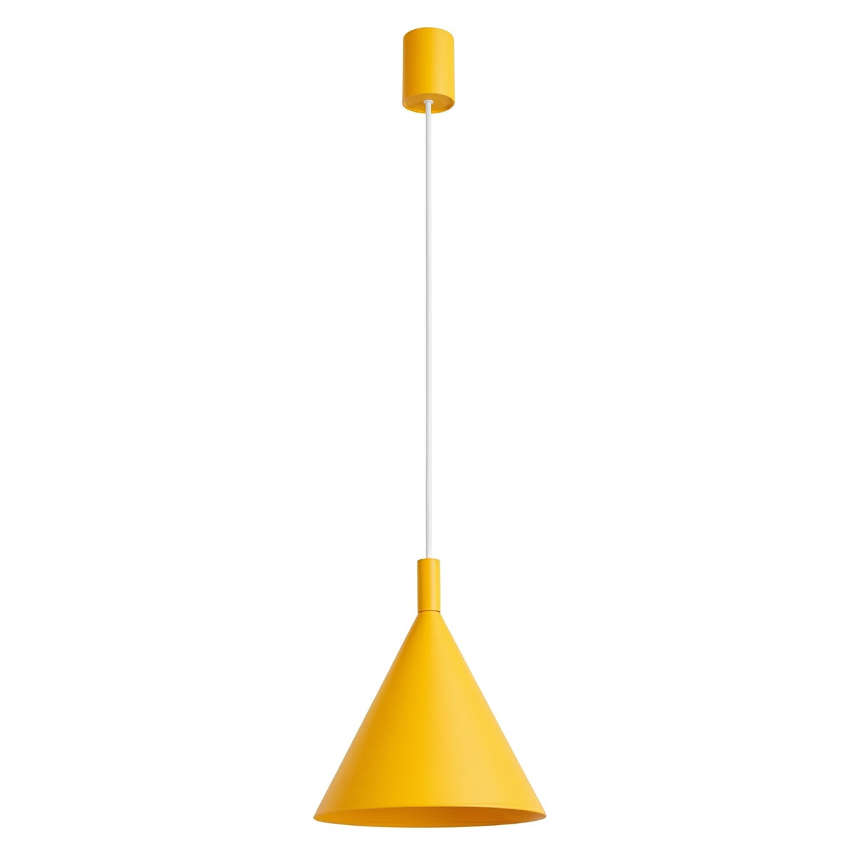 Suspension Nox cône 25 acier E27, finition laque jaune