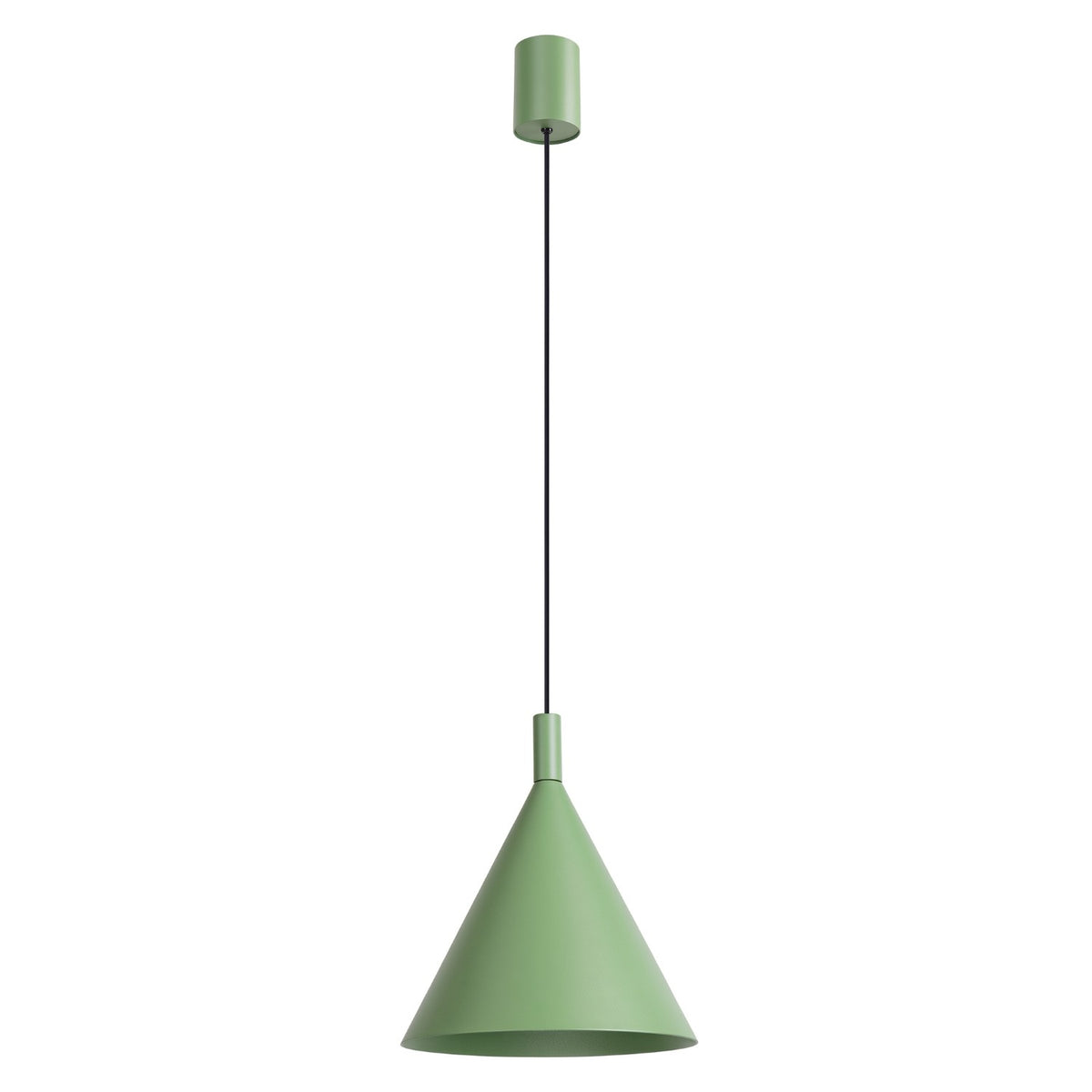 Suspension Nox cône 25 acier E27, finition laque vert sauge