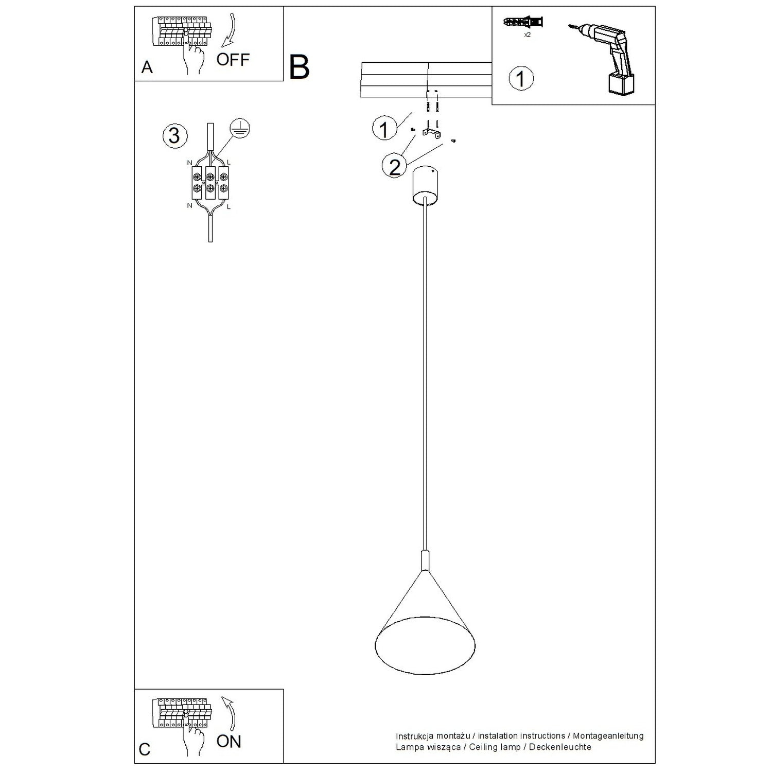 Suspension Nox cône 25 acier noir E27, vue 11