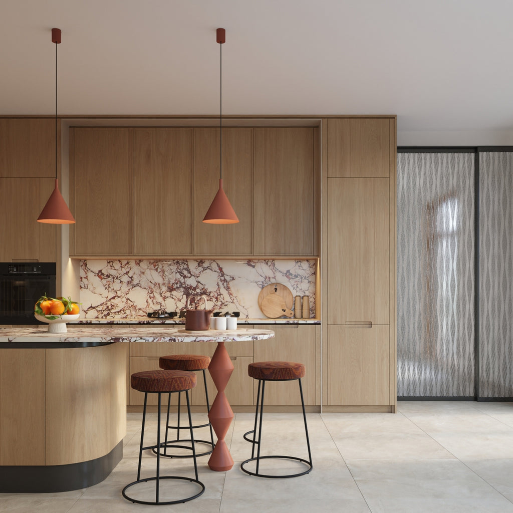 Suspension Nox cône 25 acier rouge ocre E27, vue 13