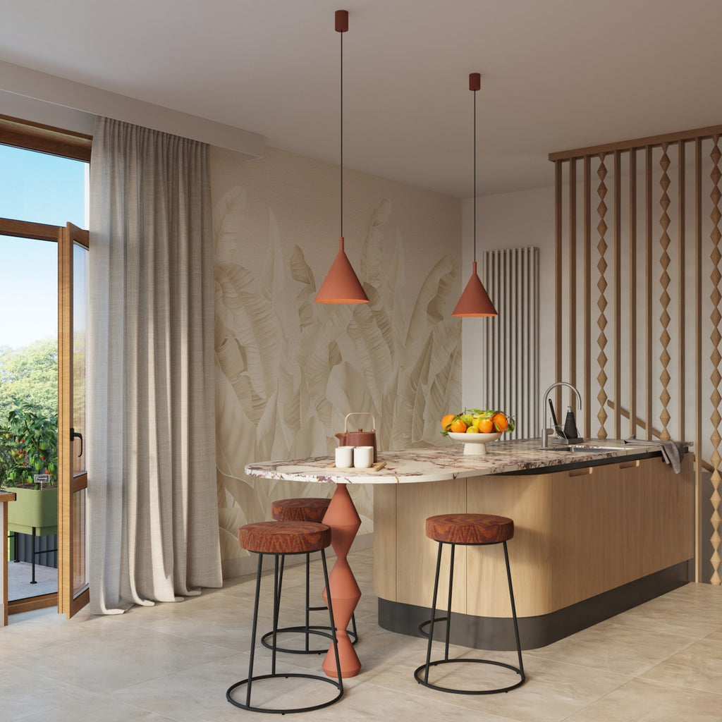 Suspension Nox cône 25 acier rouge ocre E27, vue 14