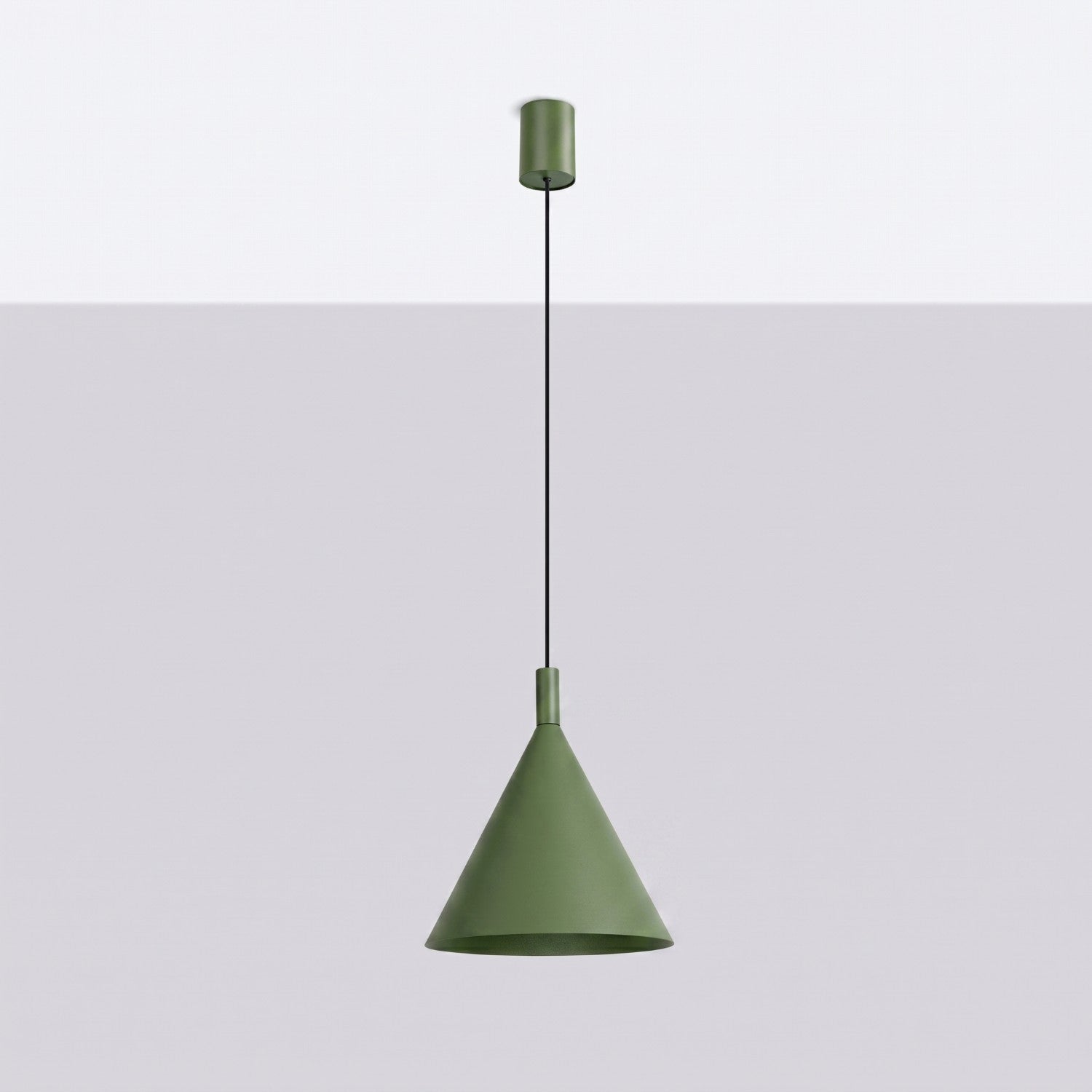Suspension Nox cône 25 acier vert olive E27, vue 2
