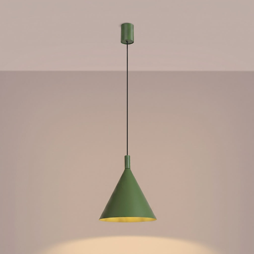 Suspension Nox cône 25 acier vert olive E27, vue 3