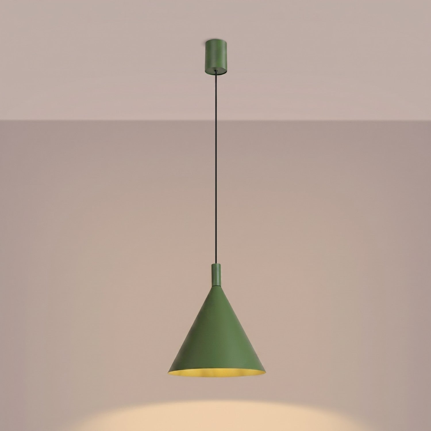 Suspension Nox cône 25 acier vert olive E27, vue 3