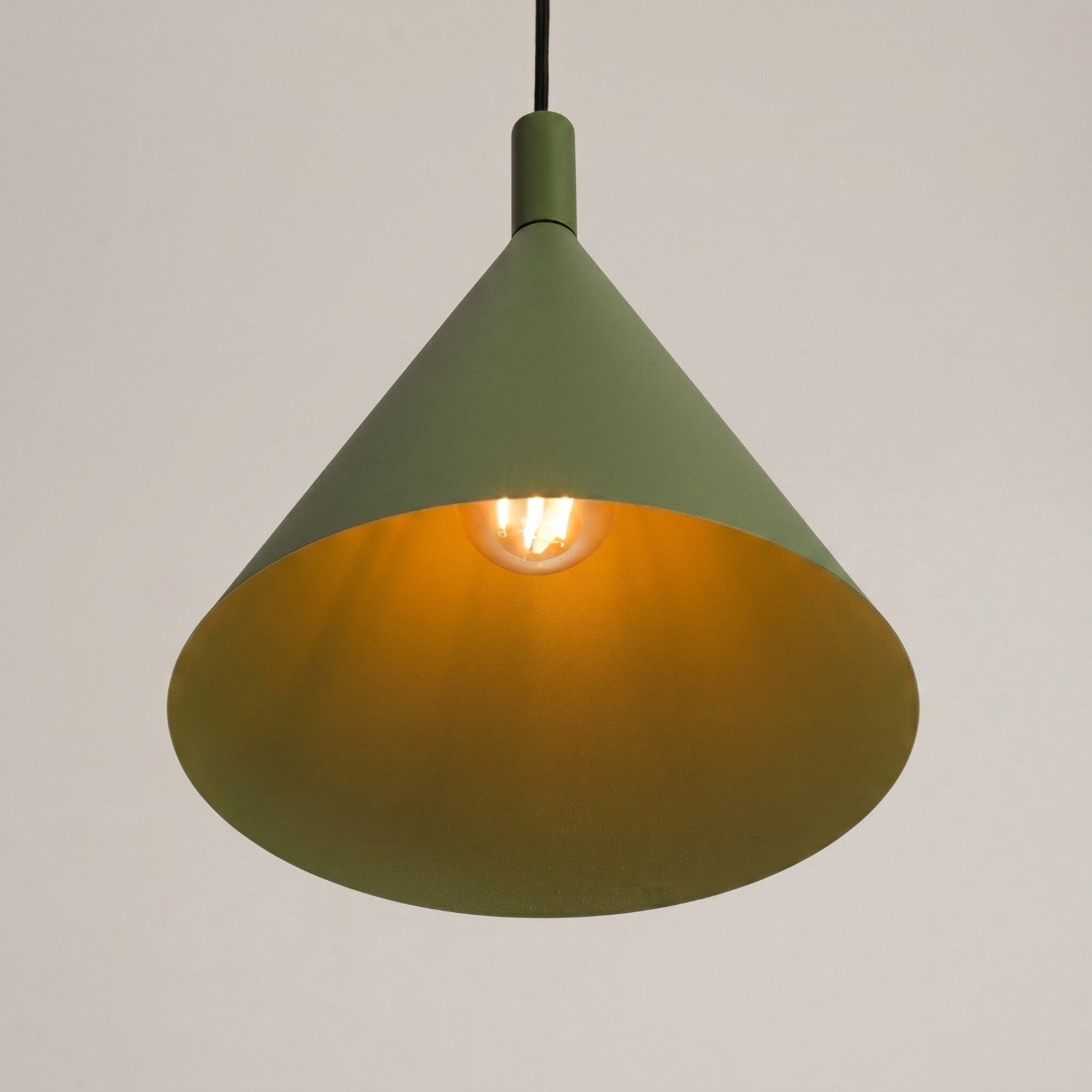 Suspension Nox cône 25 acier vert olive E27, vue 4