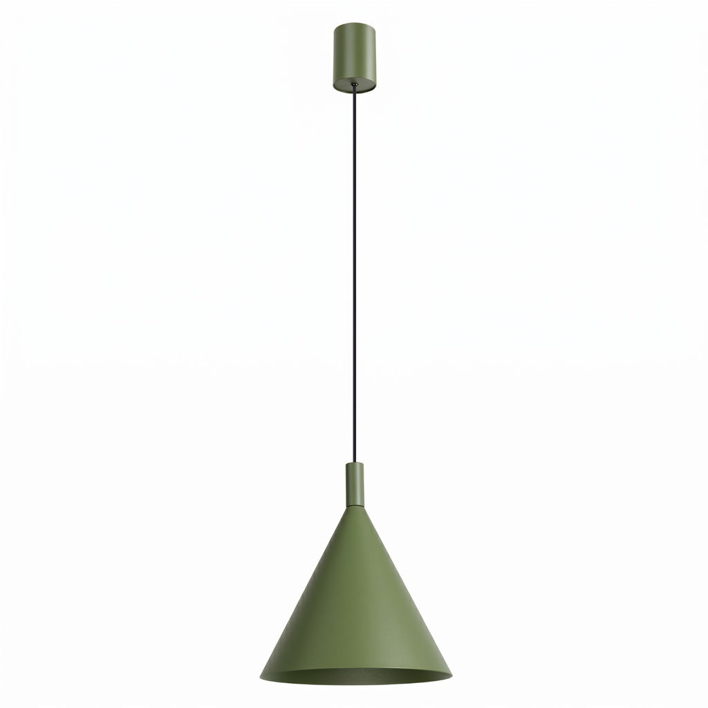 Suspension Nox cône 25 acier vert olive E27