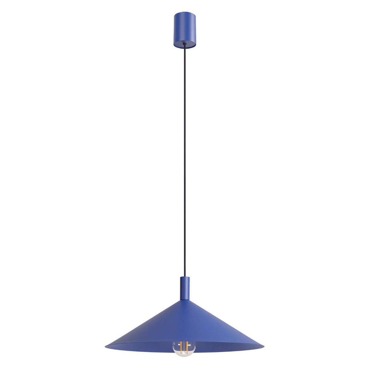 Suspension Nox cône 40 acier E27, finition laque bleu outremer