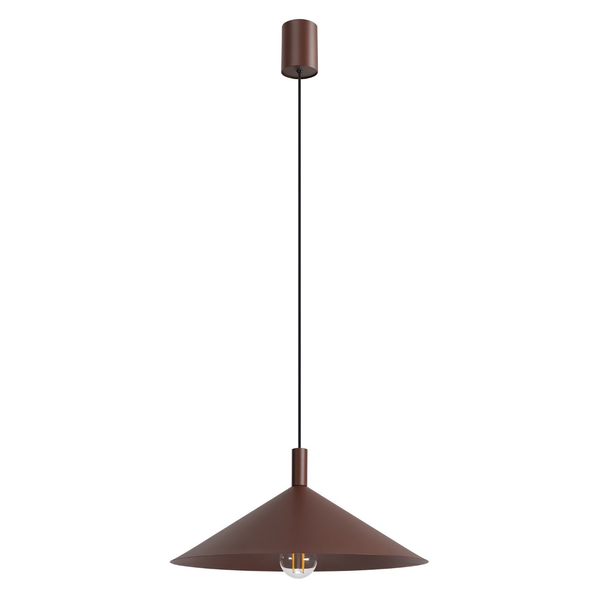 Suspension Nox cône 40 acier E27, finition laque brune