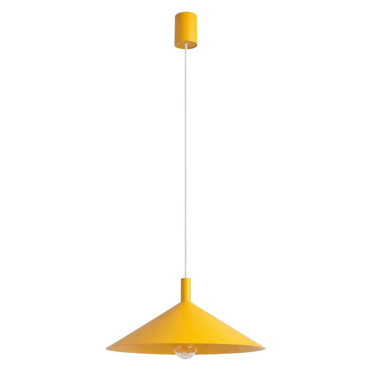 Suspension Nox cône 40 acier E27, finition laque jaune