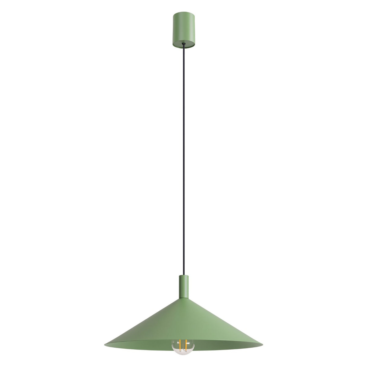 Suspension Nox cône 40 acier E27, finition laque vert sauge