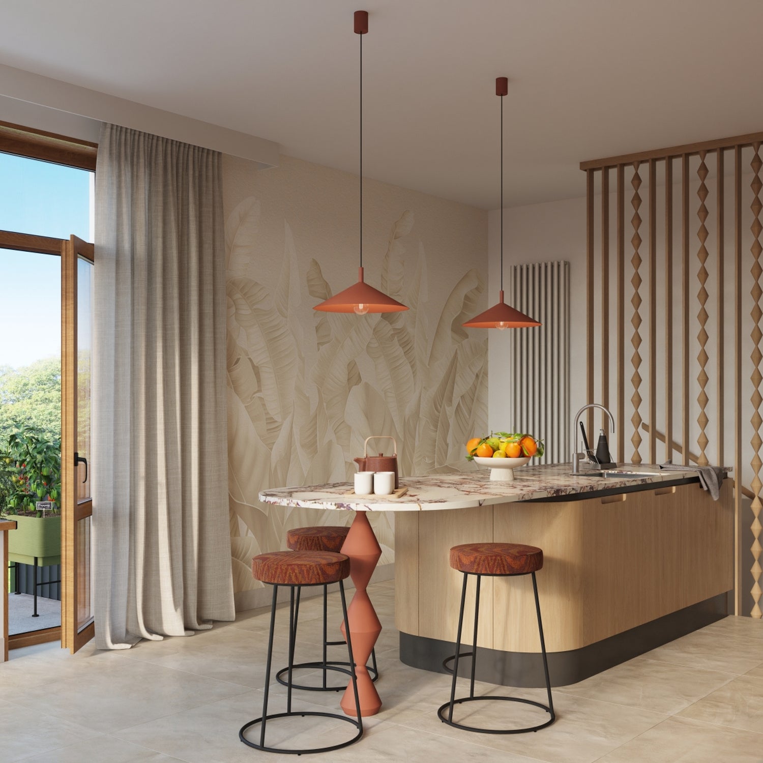Suspension Nox cône 40 acier rouge ocre E27, vue 14