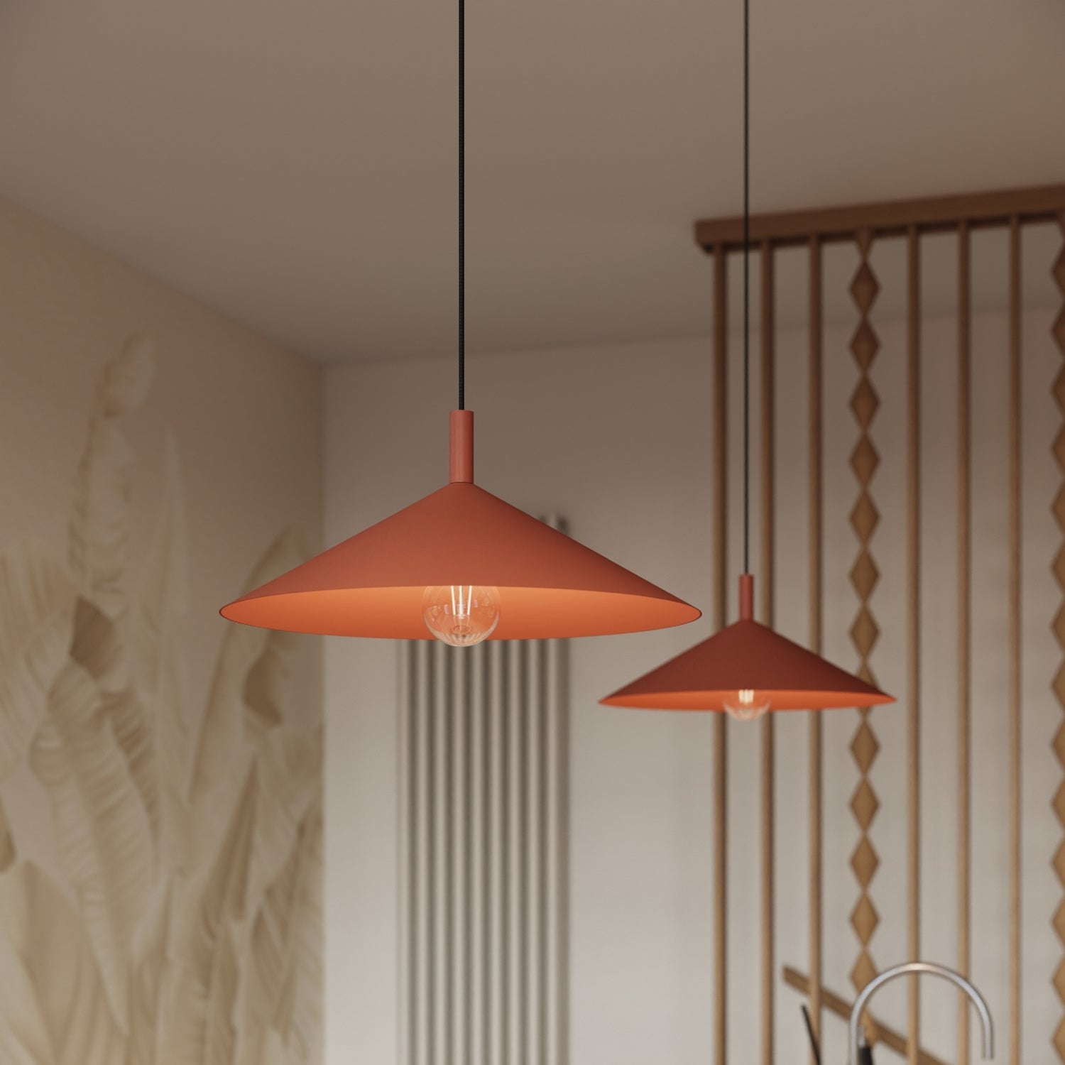 Suspension Nox cône 40 acier rouge ocre E27, vue 15