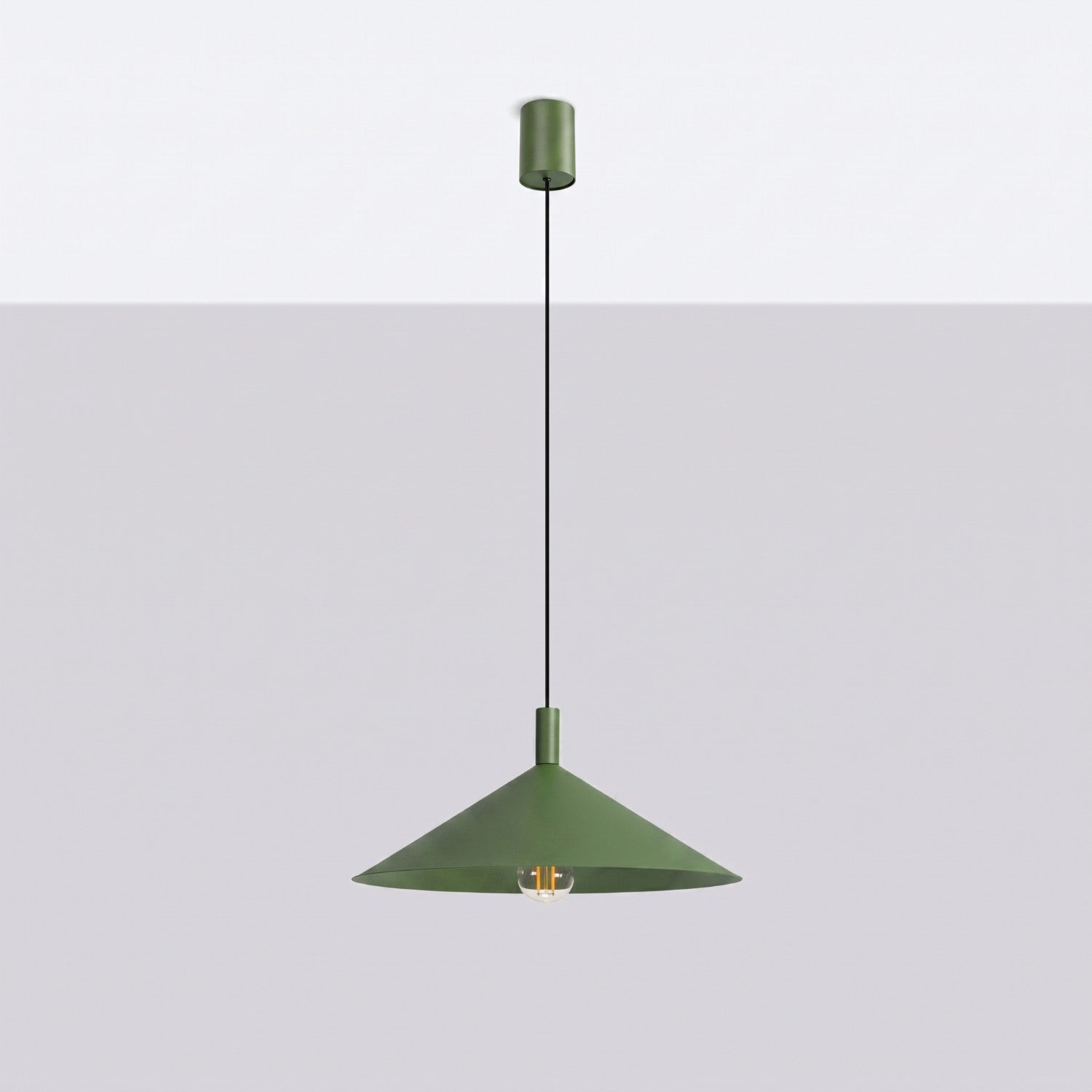 Suspension Nox cône 40 acier vert olive E27, vue 2
