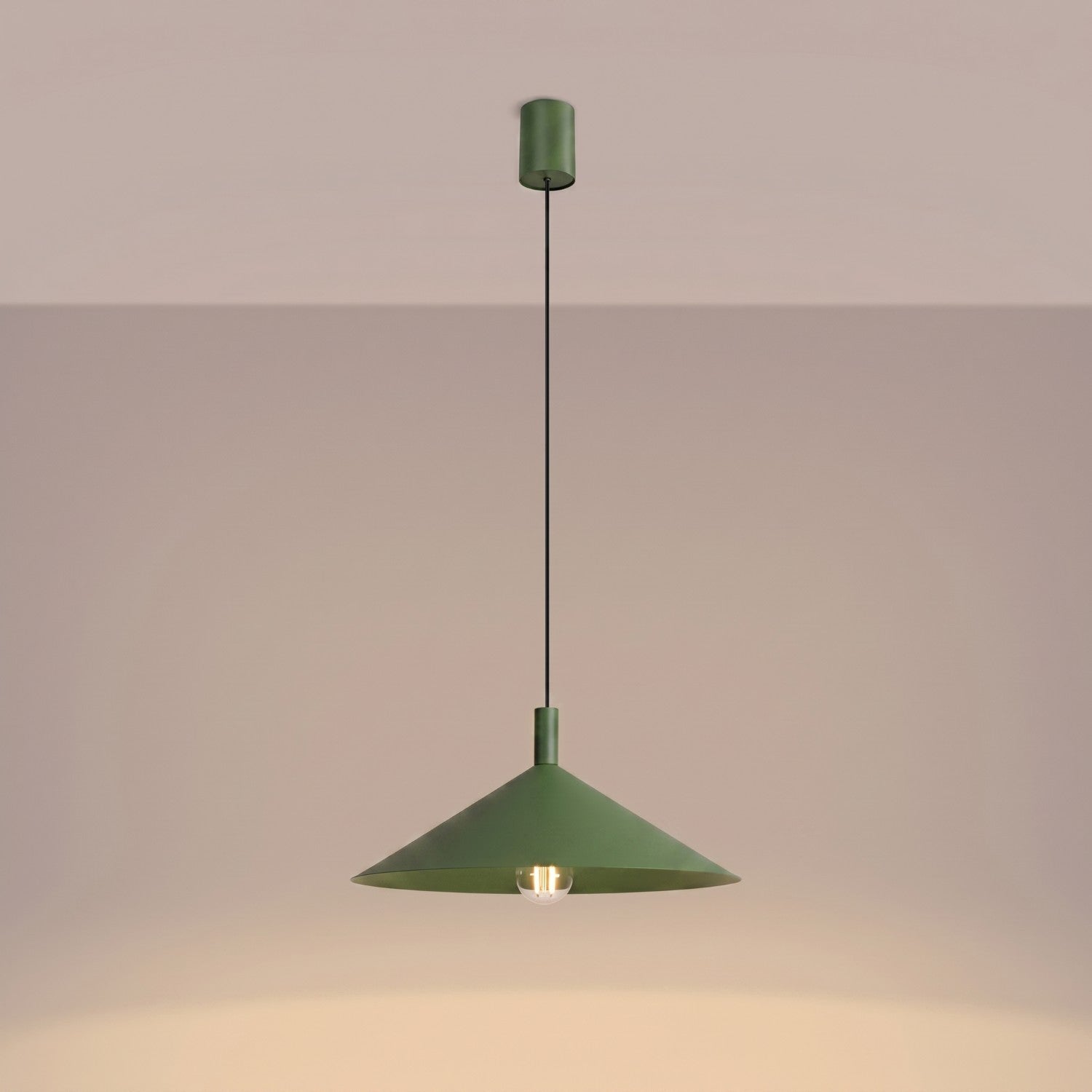Suspension Nox cône 40 acier vert olive E27, vue 3