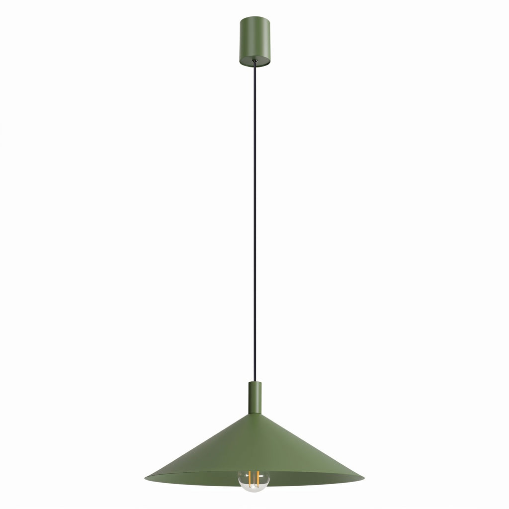 Suspension Nox cône 40 acier vert olive E27