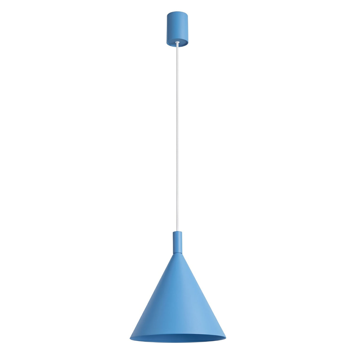 Suspension Nox cône 25 acier E27, finition laque bleu azur