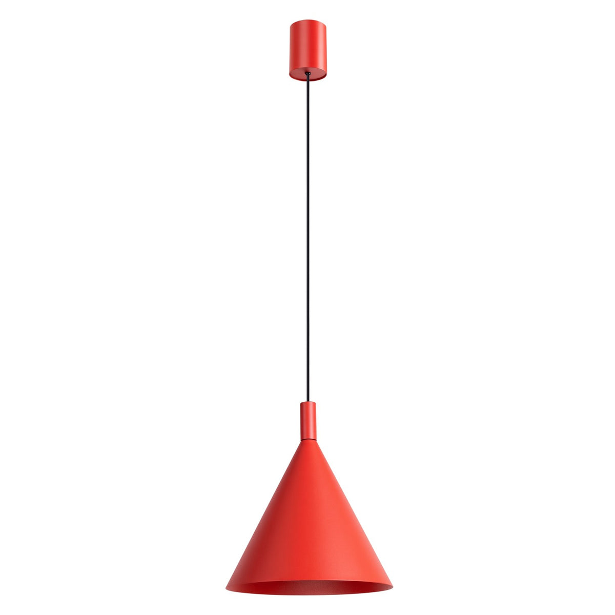 Suspension Nox cône 25 acier E27, finition laque rouge