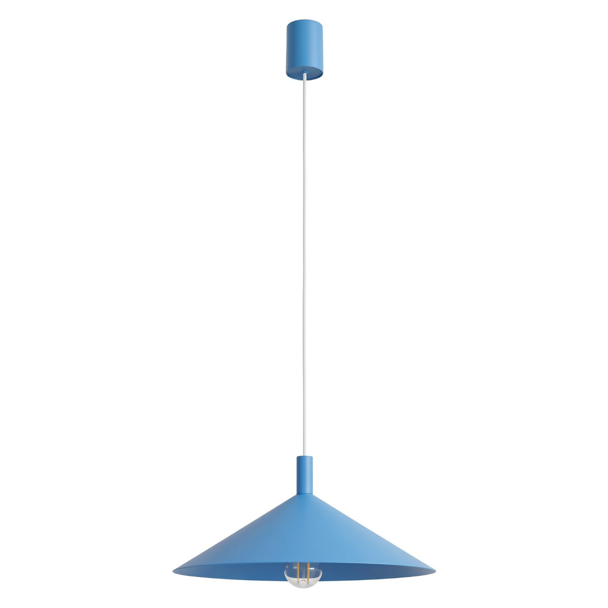 Suspension Nox cône 40 acier E27, finition laque bleu azur