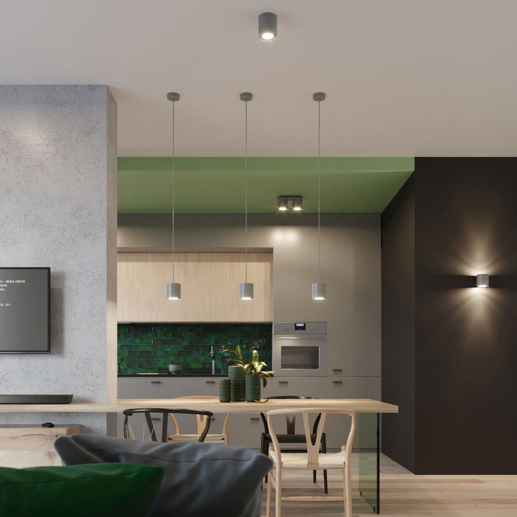 Suspension Orbis 1 aluminium gris vue en angle