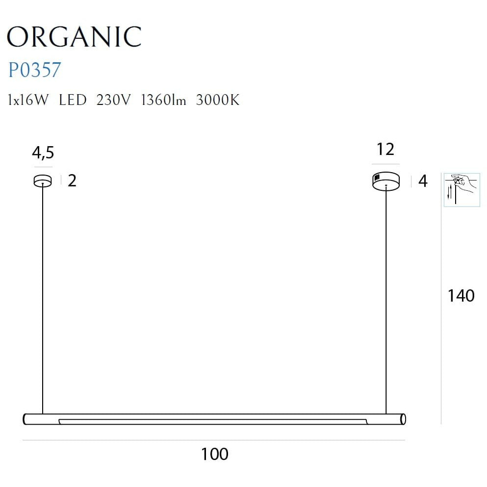 Suspension Organic Horizon 100 cm blanche à variateur, vue 3
