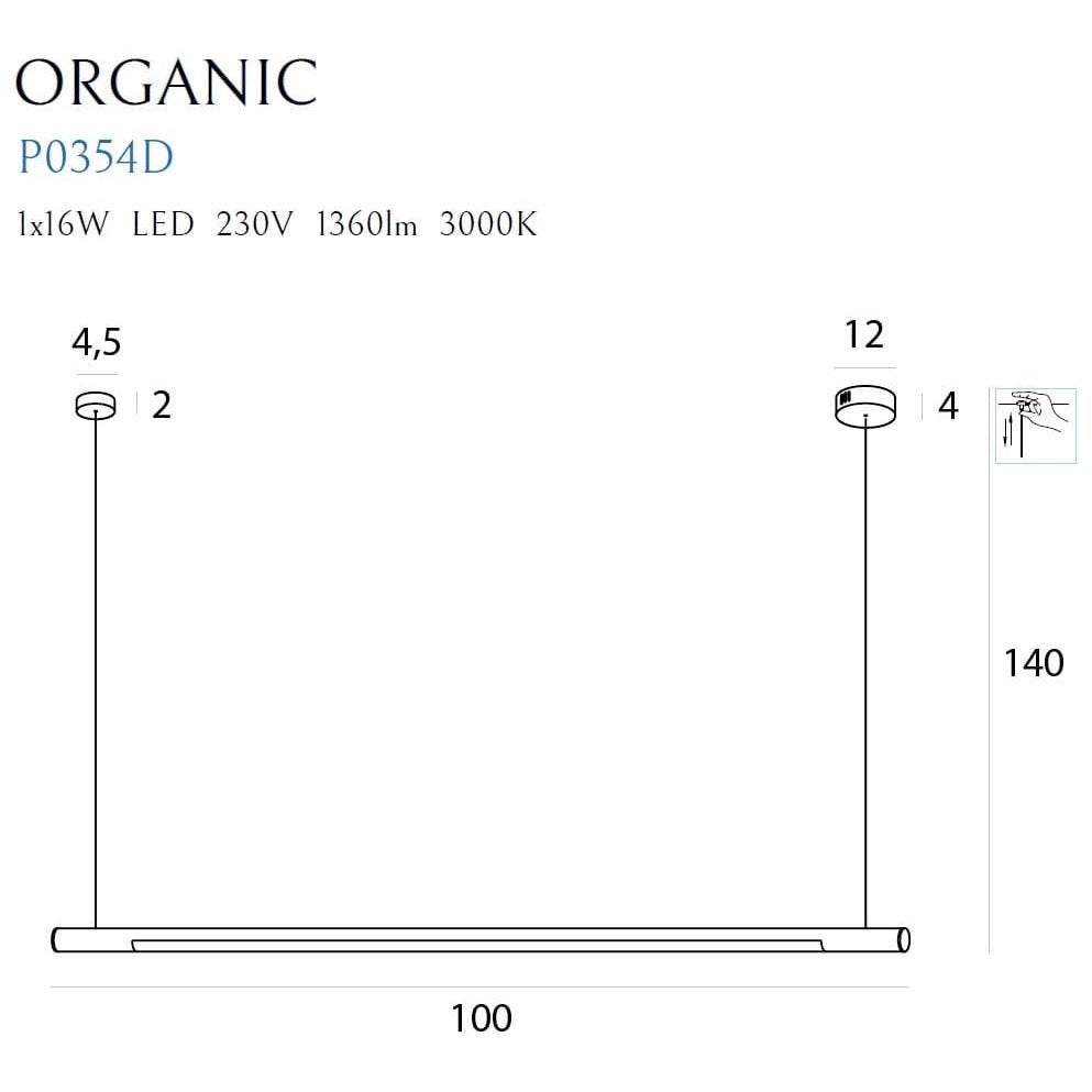 Suspension Organic Horizon 100 cm noire à variateur, vue 2