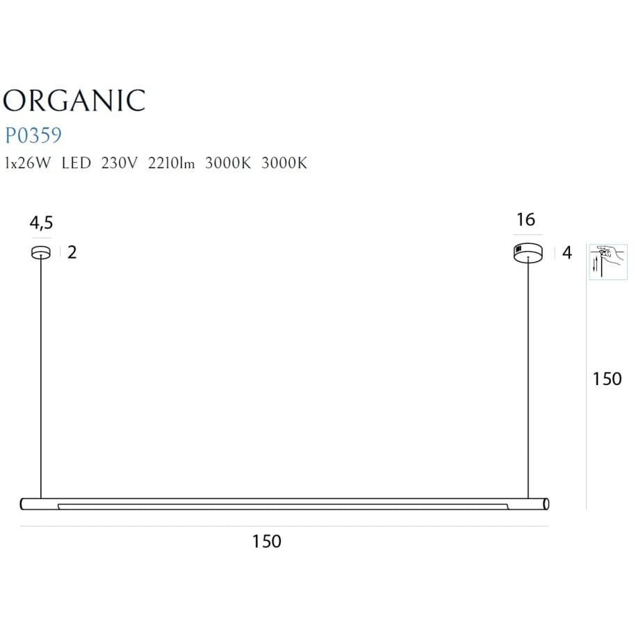 Suspension Organic Horizon 150 cm chromée à variateur, vue 3