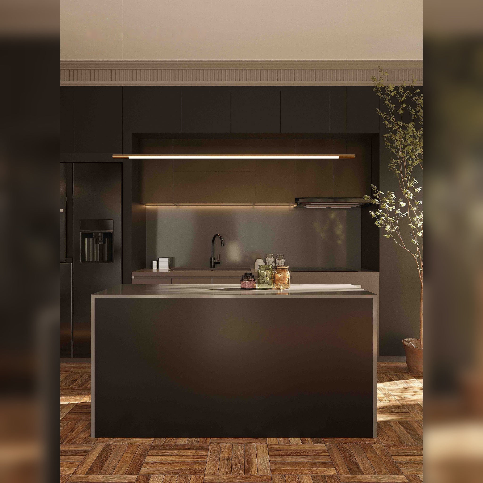 Suspension Organic Horizon 150 cm dorée à variateur, vue 2