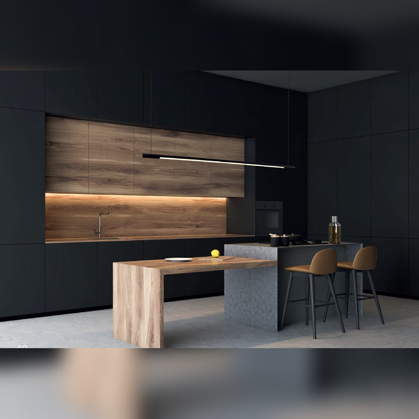 Suspension Organic Horizon 150 cm noire, vue 2