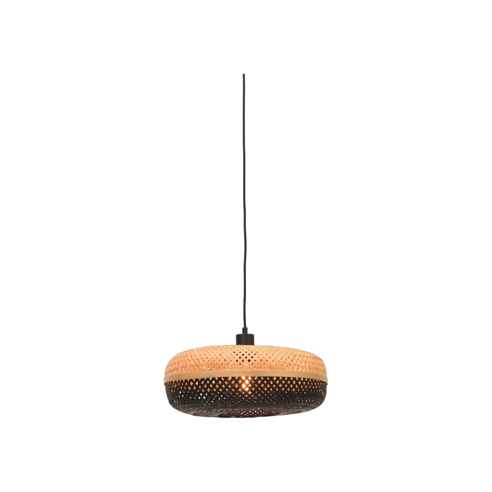 Suspension Palawan bambou bicolore galette 40 cm E27