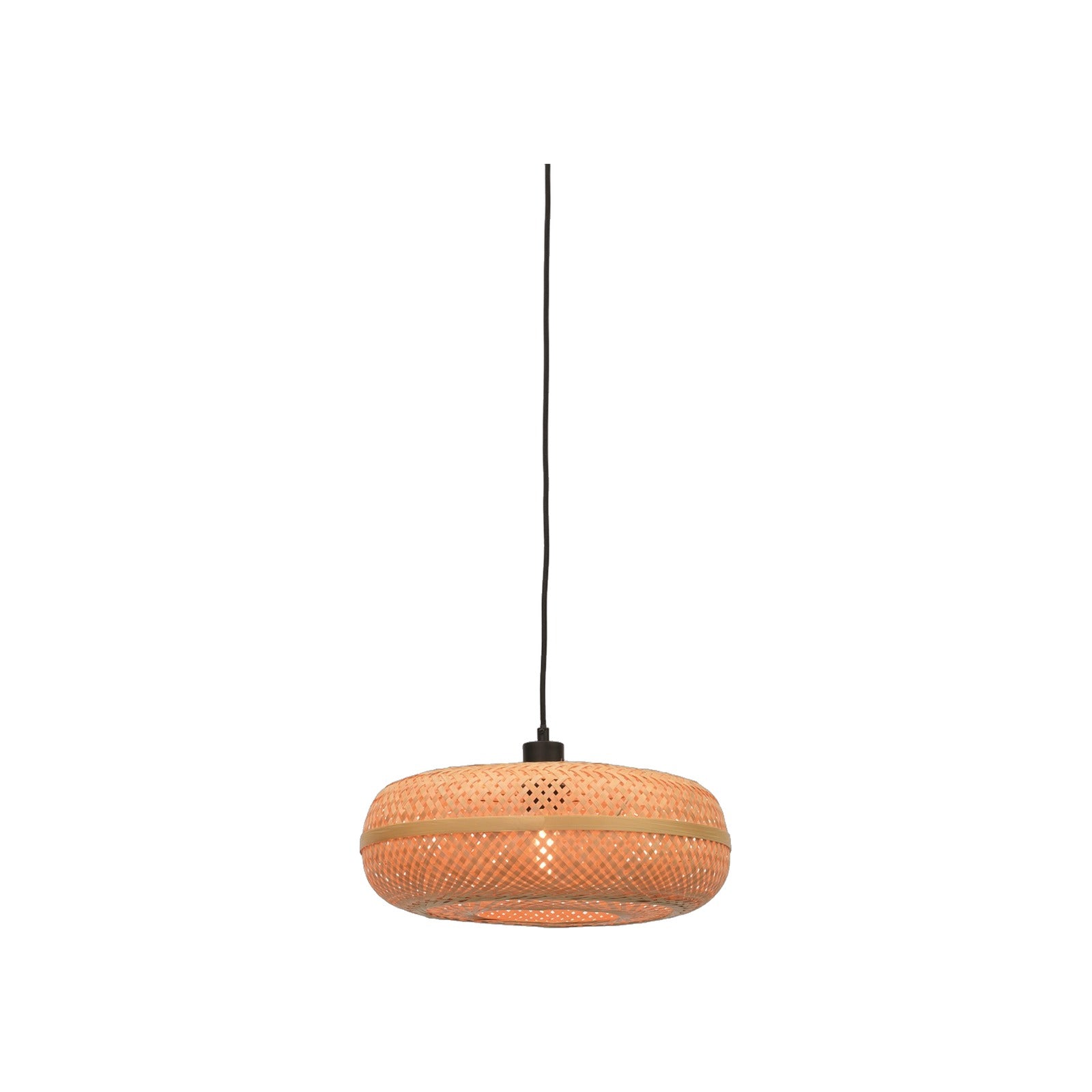 Suspension Palawan bambou naturel galette 40 cm E27