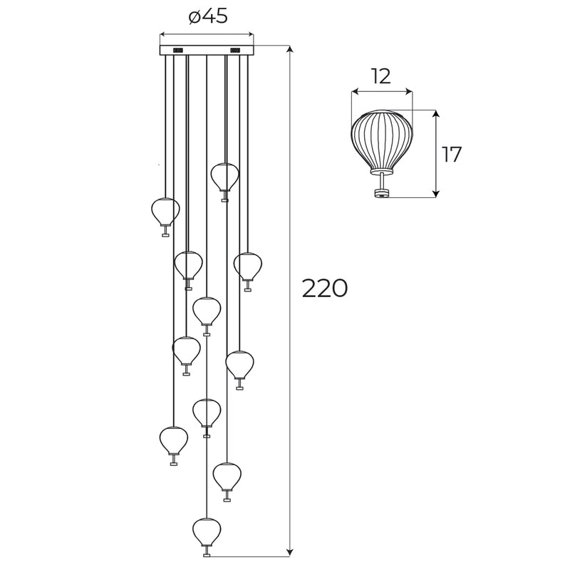 Dimensions Hängeleuchte Palloncini 11, mehrfarbig, mit Dimmer