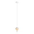 Suspension Palloncini I verre ambré détourée sur son câble fin sous une rosace ronde blanche