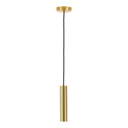 Suspension Paris laiton doré cylindre métal acier, câble textile noir, fond blanc