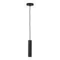 Suspension Paris noire cylindre métal acier laqué mat, câble textile noir, fond blanc