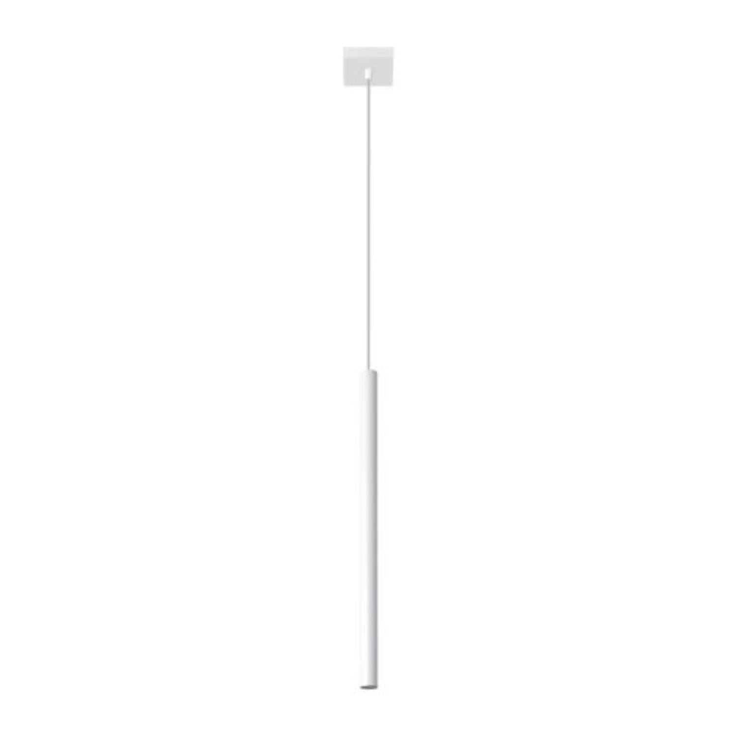 Suspension Pastelo 1, un fin tube vertical en acier blanc