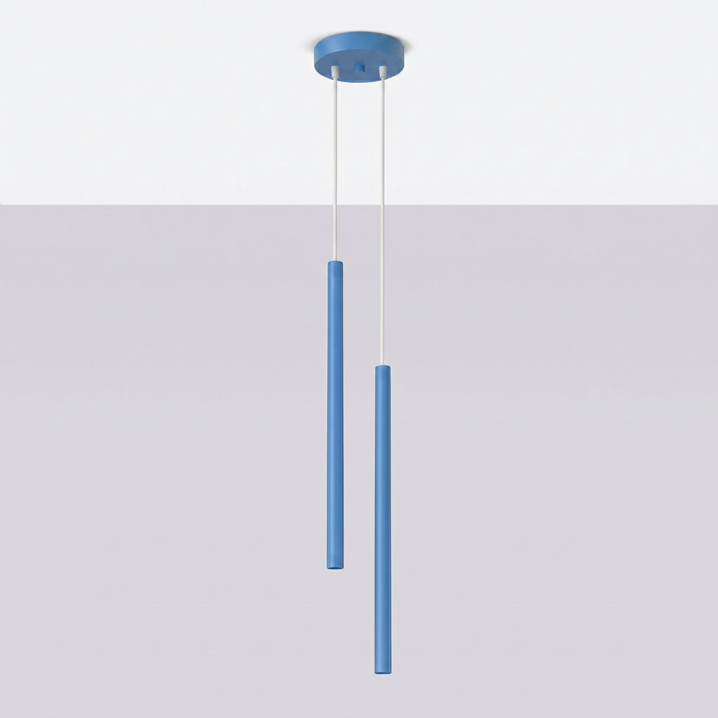 Suspension Pastelo 2 tubes fins bleu azur G9, vue 2