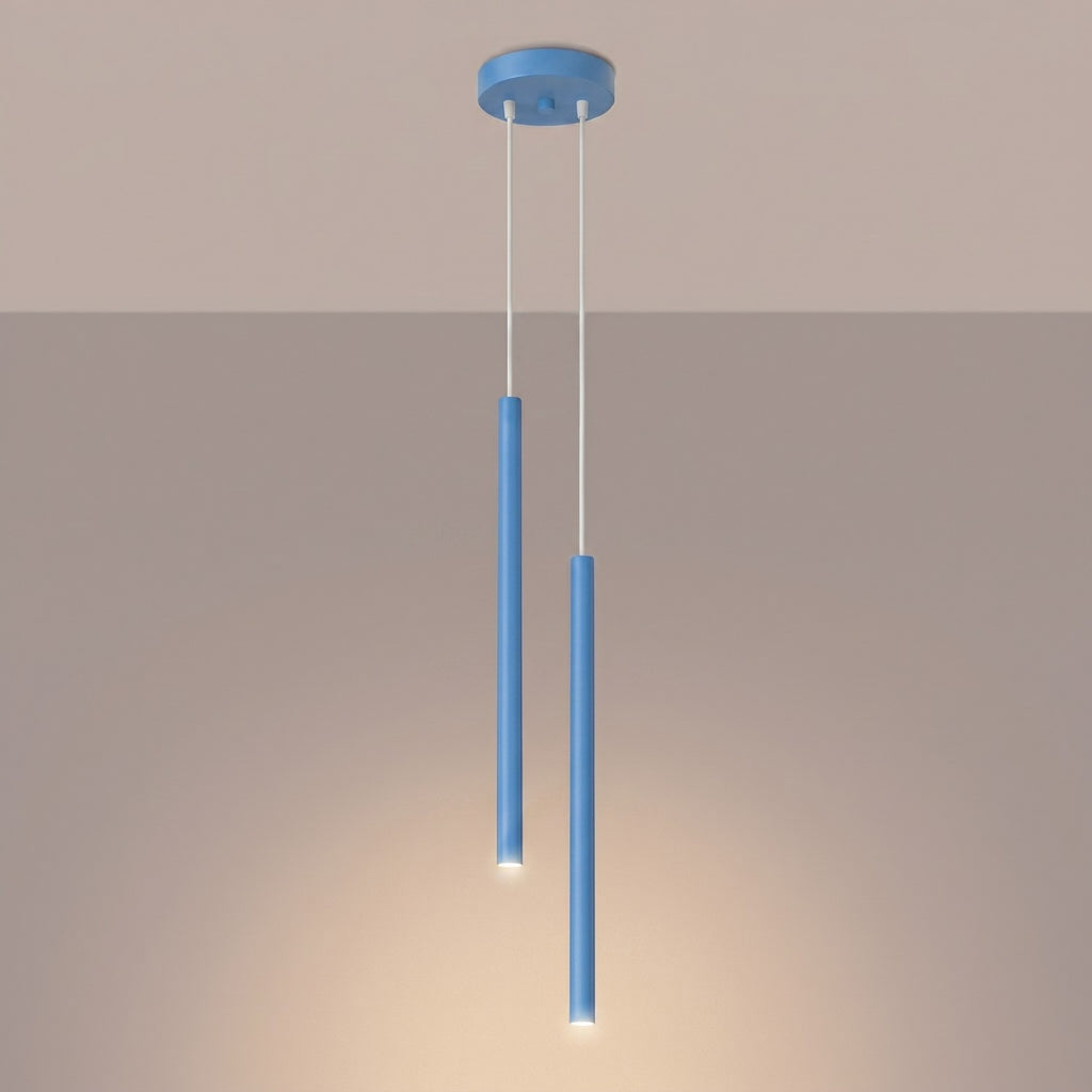 Suspension Pastelo 2 tubes fins bleu azur G9, vue 3