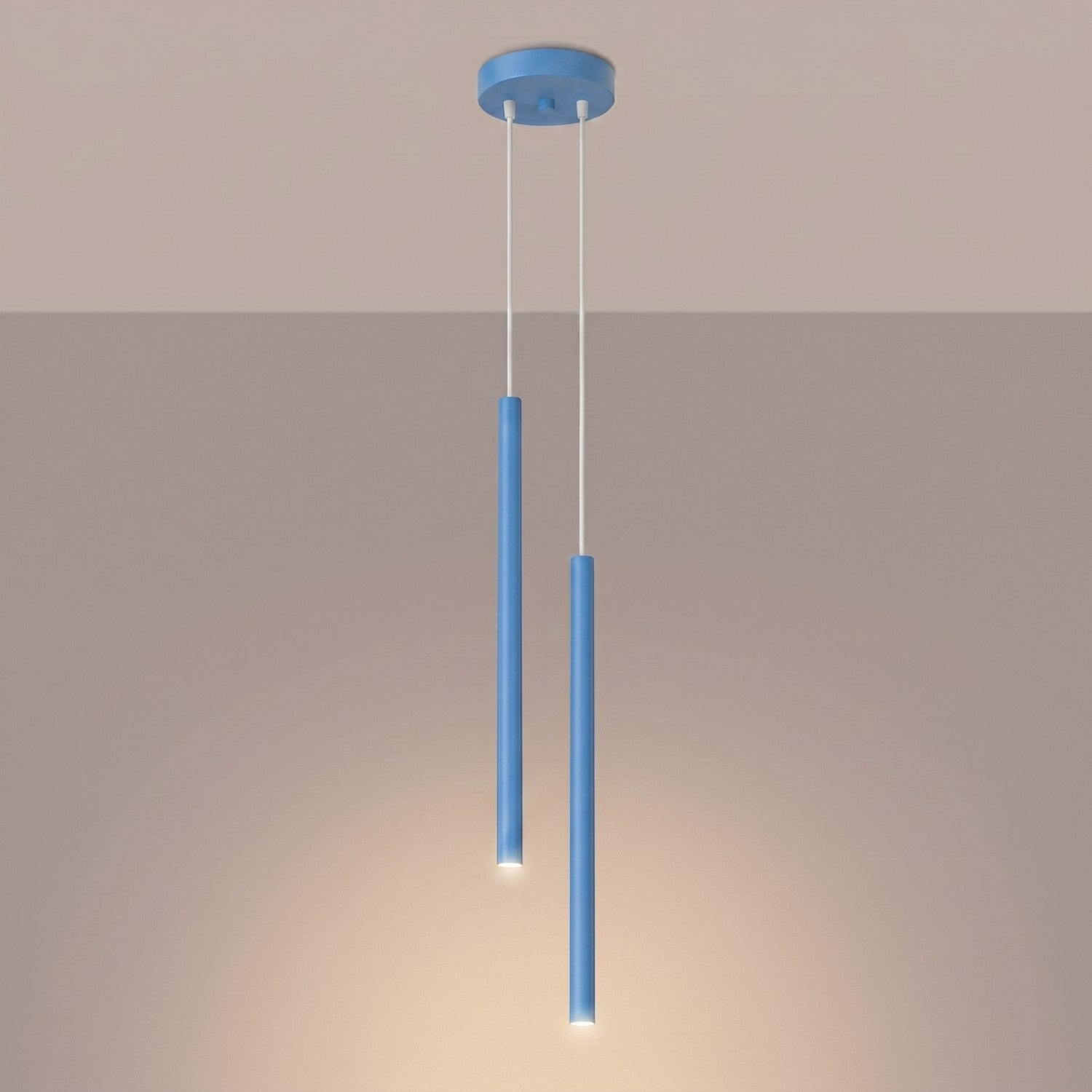 Suspension Pastelo 2 tubes fins bleu azur G9, vue 3
