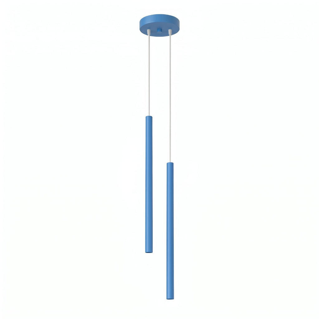 Suspension Pastelo 2 tubes fins bleu azur G9