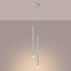 Suspension Pastelo 2 tubes fins beige G9 allumé