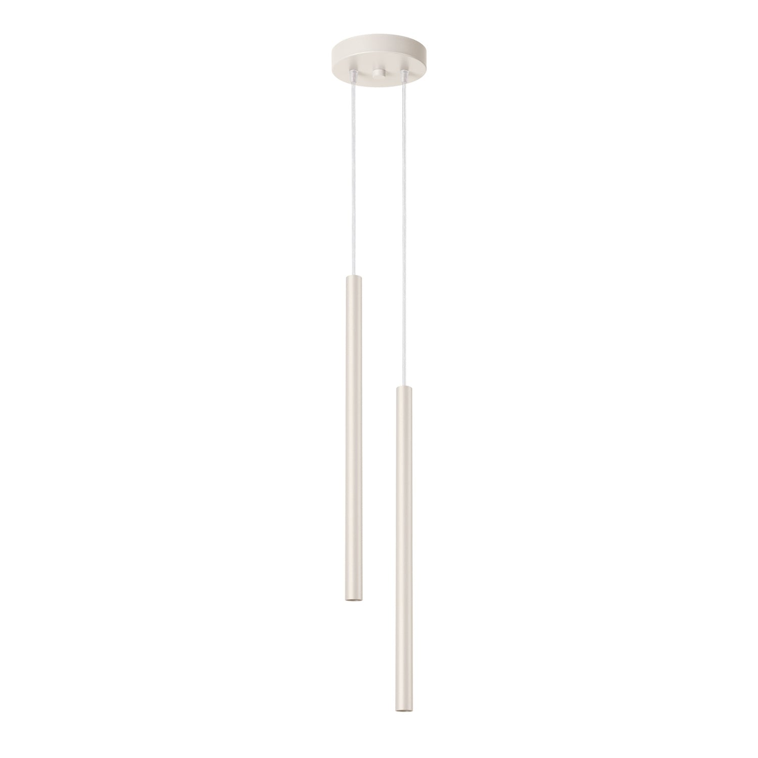 Suspension Pastelo 2 tubes fins beige G9, fin tube effilé en acier laqué