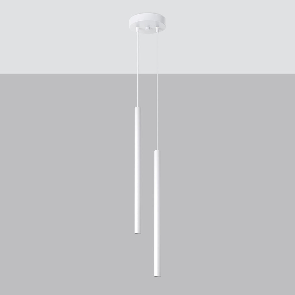 Suspension Pastelo 2 tubes fins blanc G9 de profil