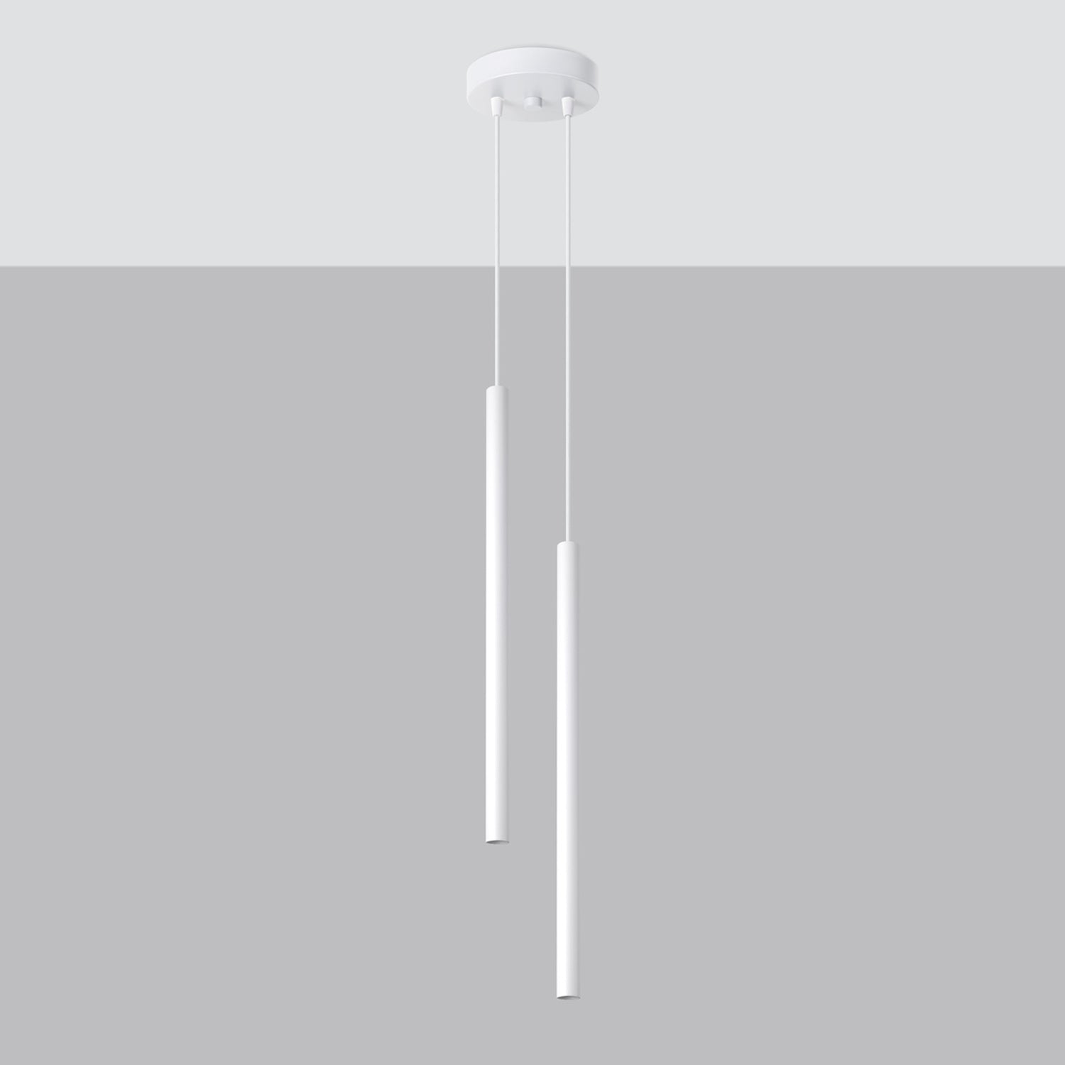 Suspension Pastelo 2 tubes fins blanc G9 de profil