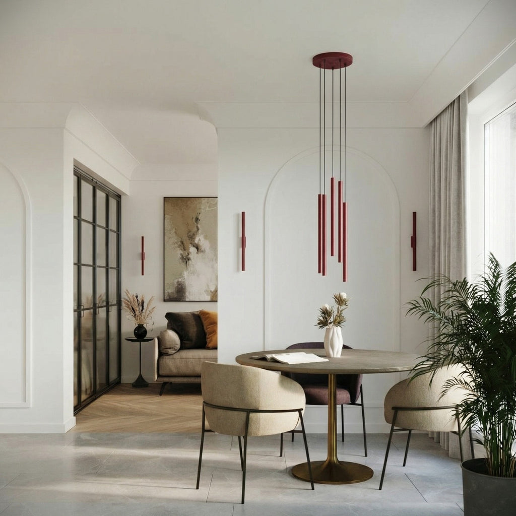 Suspension Pastelo 2 tubes fins bordeaux G9, vue 13