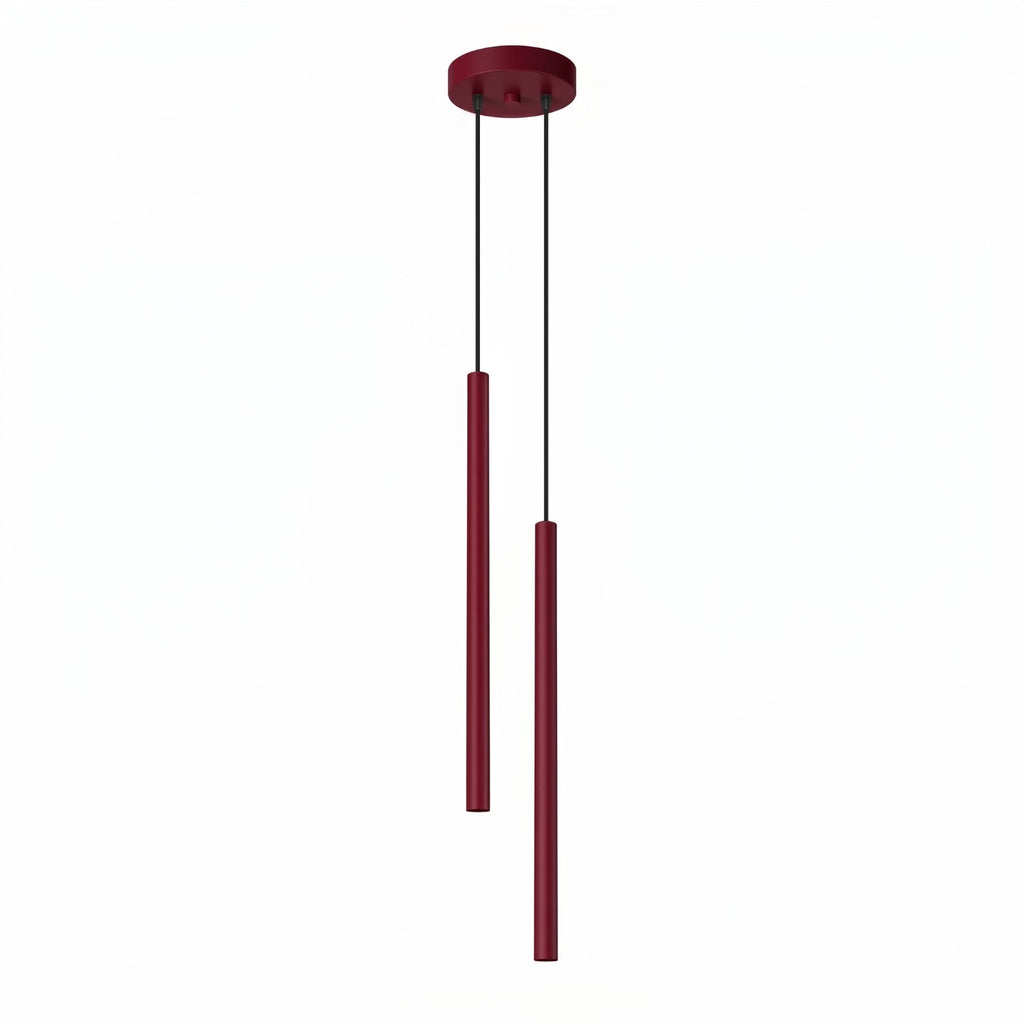 Suspension Pastelo 2 tubes fins bordeaux G9