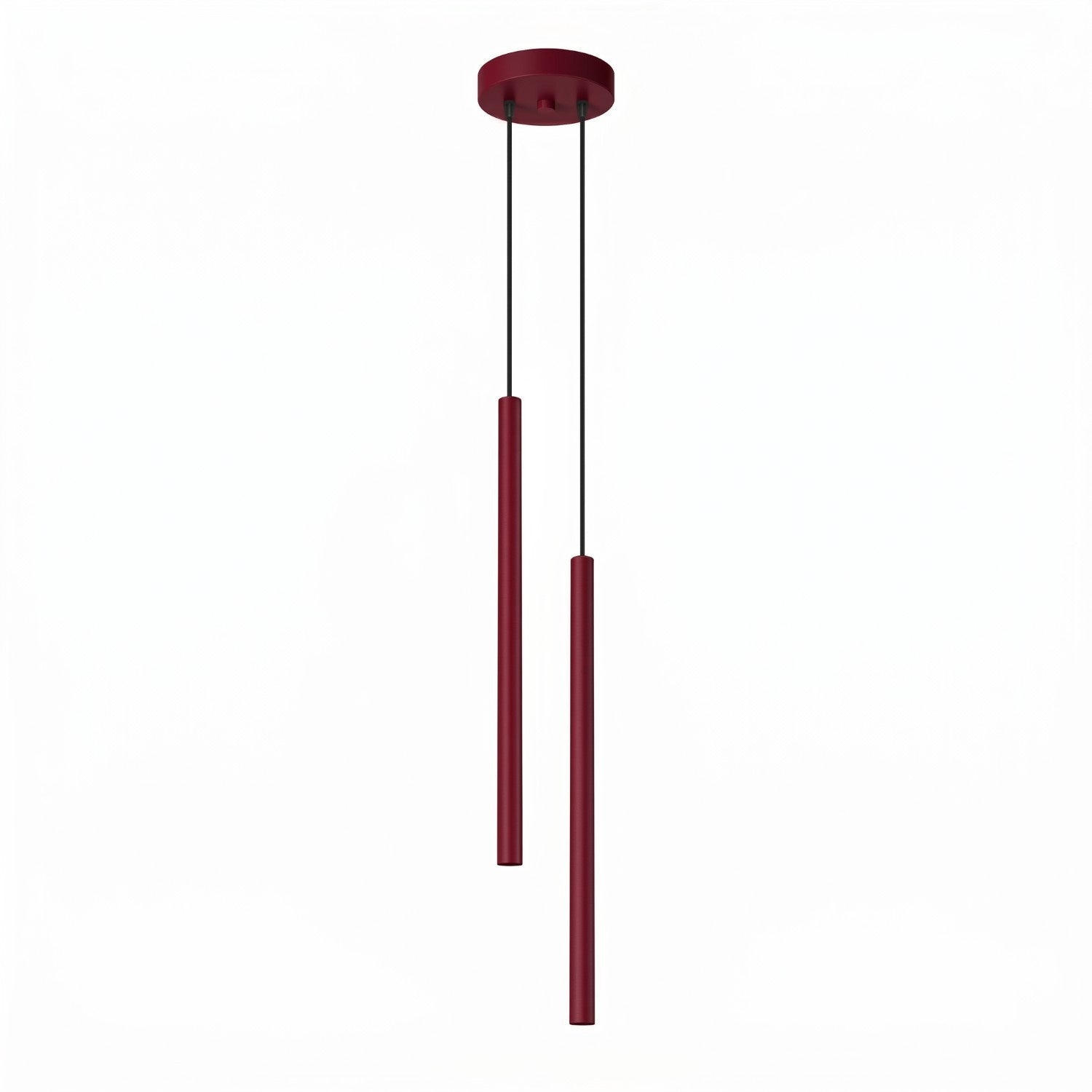 Suspension Pastelo 2 tubes fins bordeaux G9