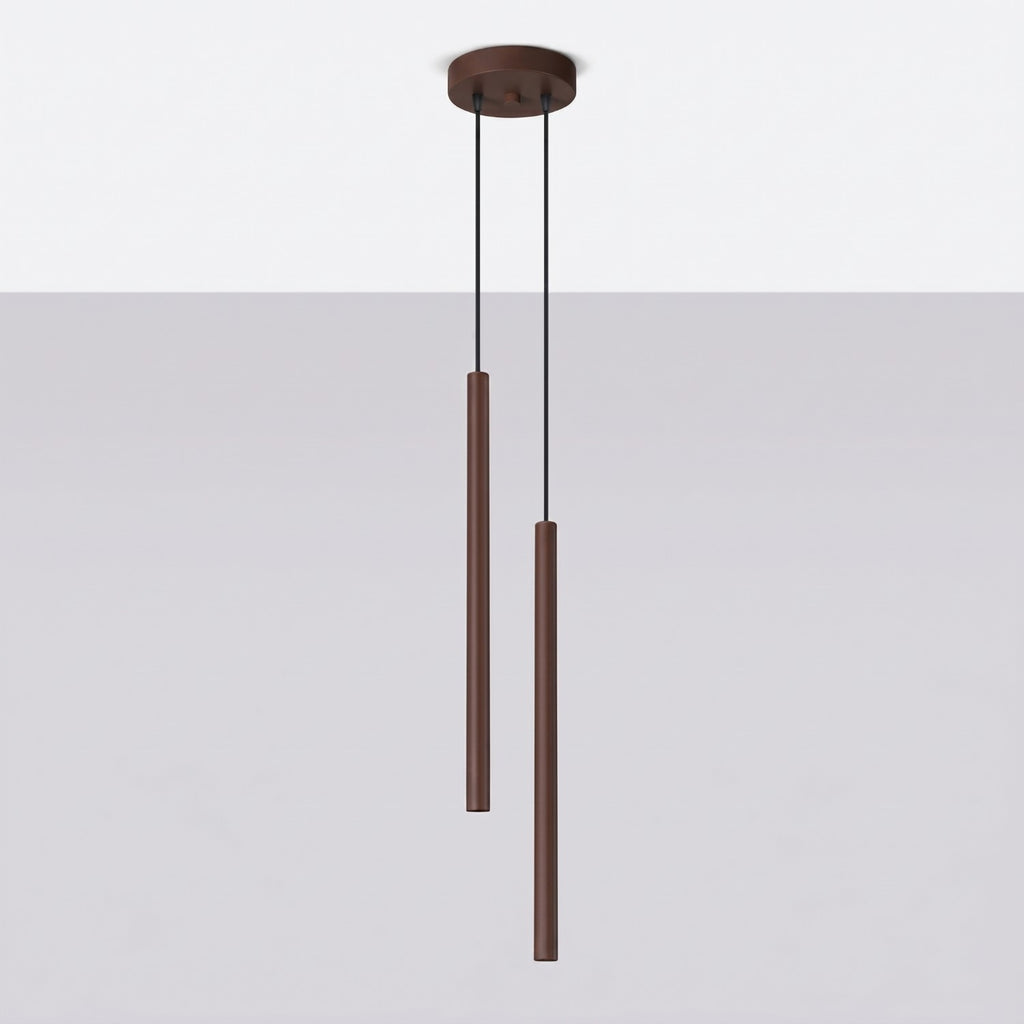 Suspension Pastelo 2 tubes fins brun G9, vue 2