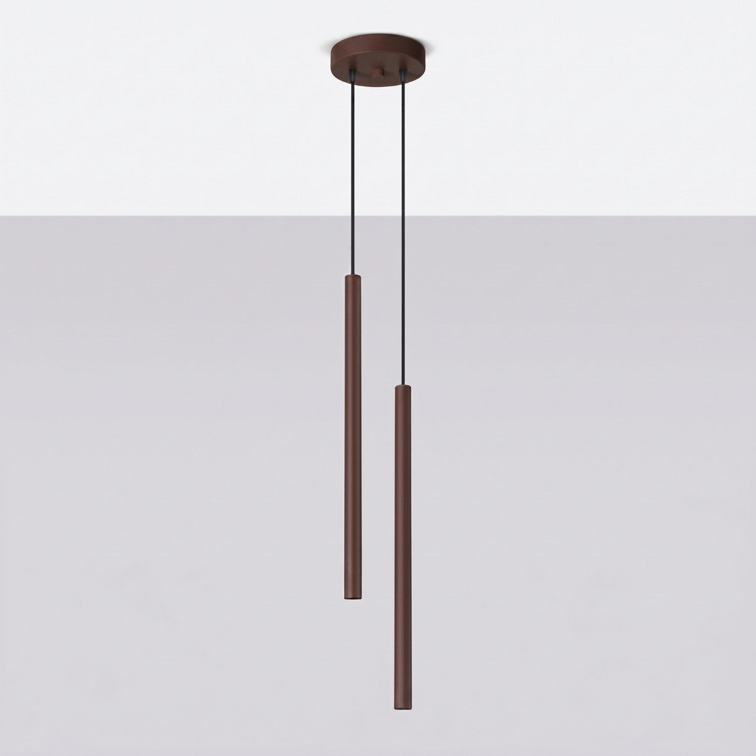 Suspension Pastelo 2 tubes fins brun G9, vue 2