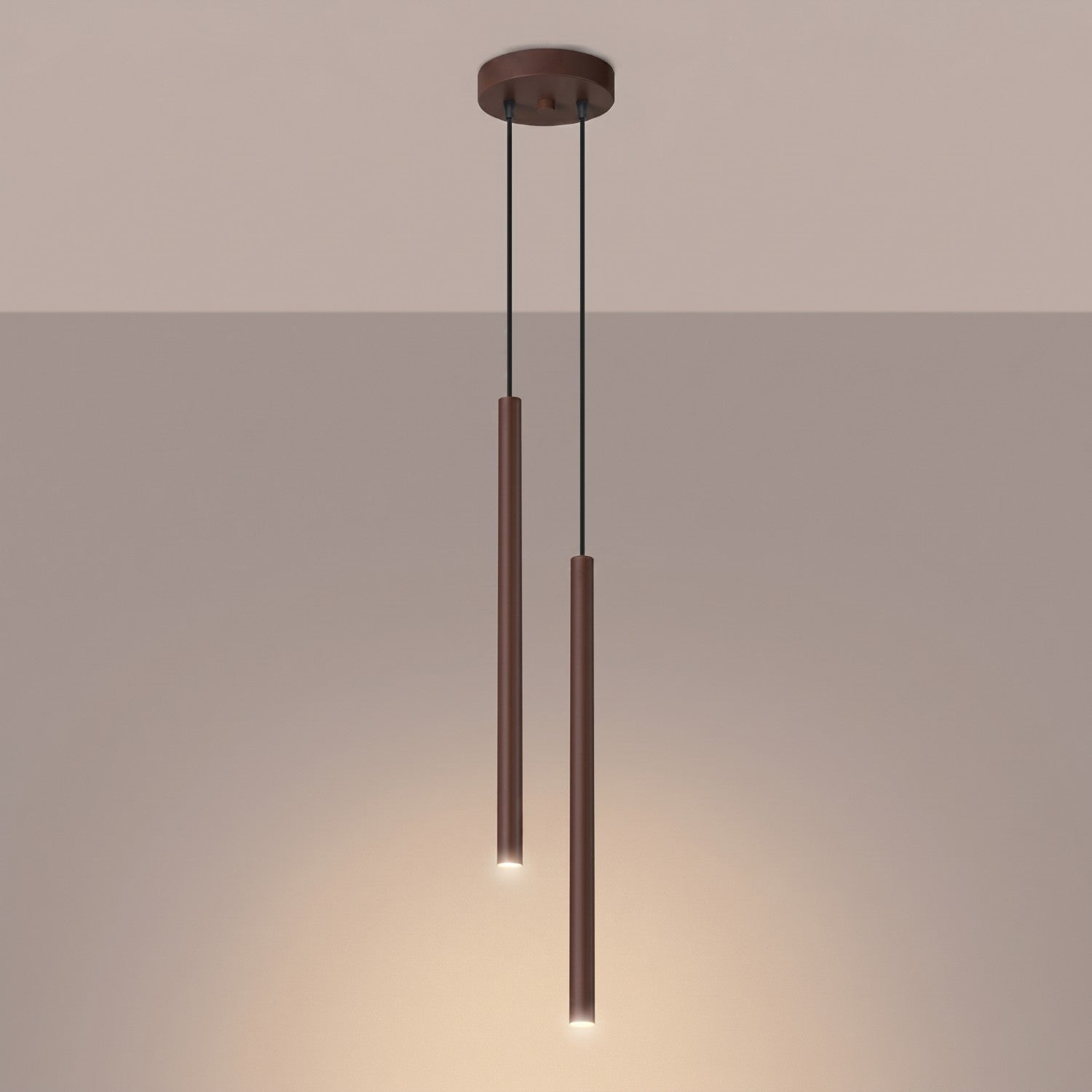 Suspension Pastelo 2 tubes fins brun G9, vue 3