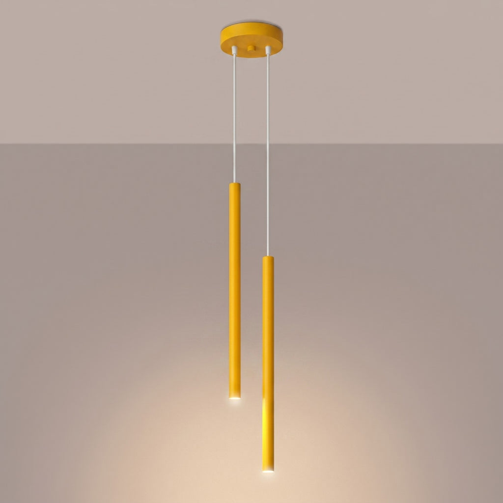 Suspension Pastelo 2 tubes fins jaune G9, vue 3